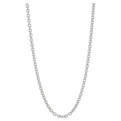 Vintage White Gold Cable Chain Necklace 16" - 14k