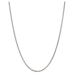 Vintage White Gold Cable Chain Necklace 16" - 14k Italy
