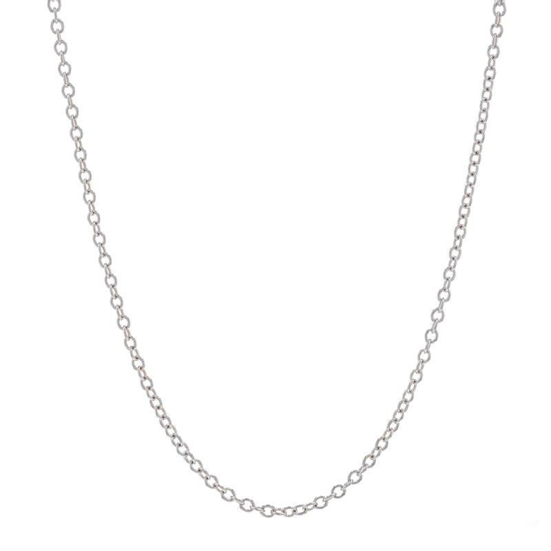 Metal Content: 14k White Gold

Chain Style: Cable
Necklace Style: Chain
Fastening Type: Lobster Claw Clasp

Measurements
Length: 17 3/4