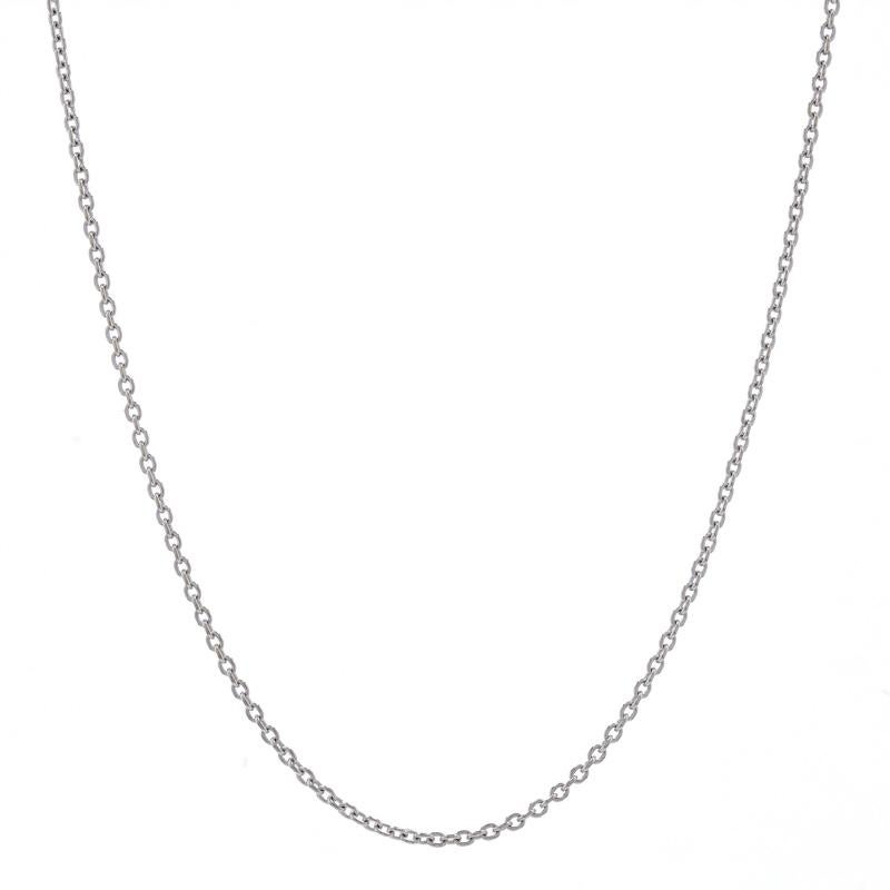 Metal Content: 14k White Gold

Necklace Style: Chain
Chain Style: Cable
Fastening Type: Lobster Claw Clasp

Measurements
Length: 18 1/4