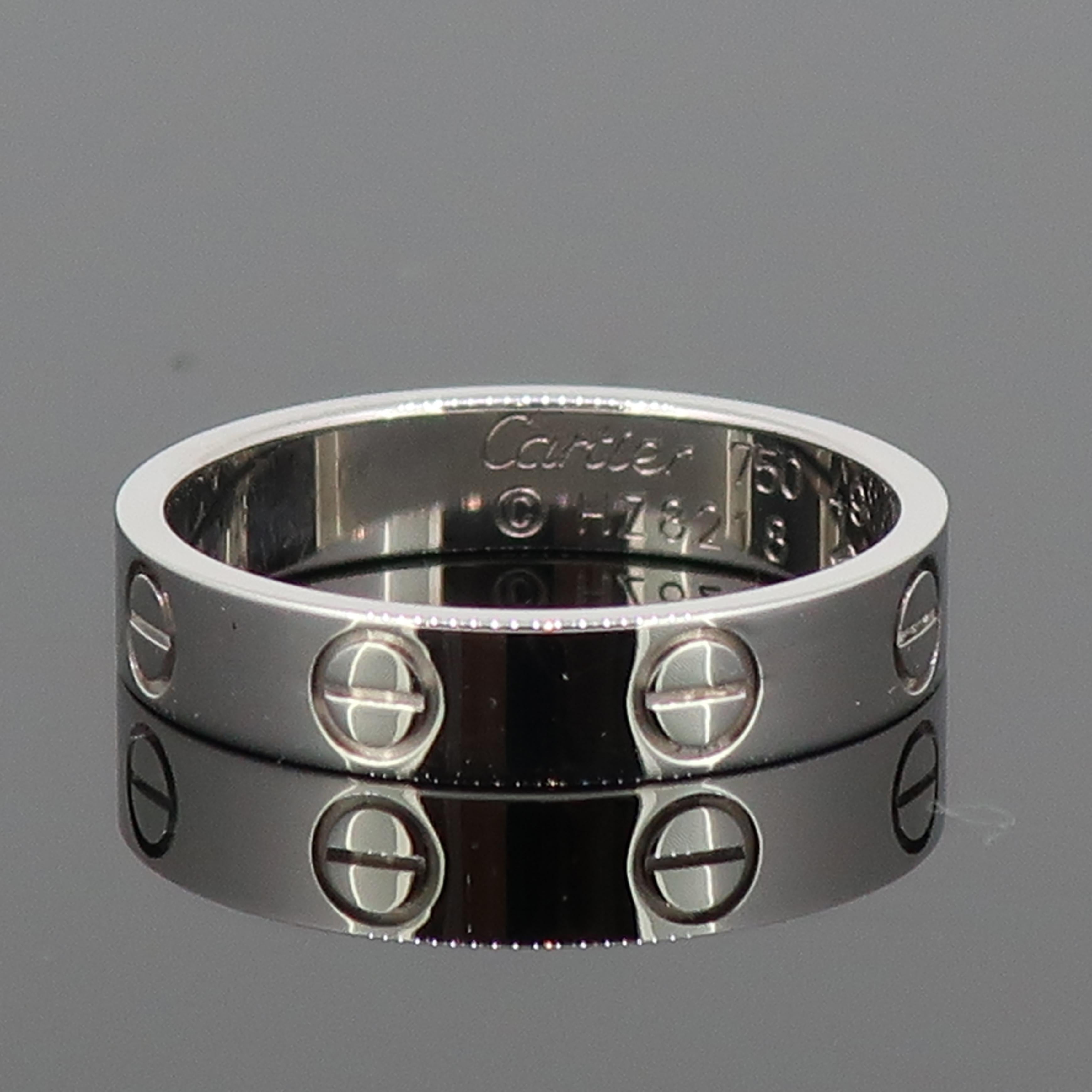 White Gold Cartier Love Ring 18 Karat 49 In Good Condition In East Grinstead, GB