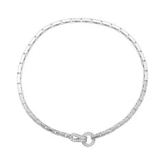 White Gold Cartier Necklace, "Agrafe" Collection Set with Diamonds