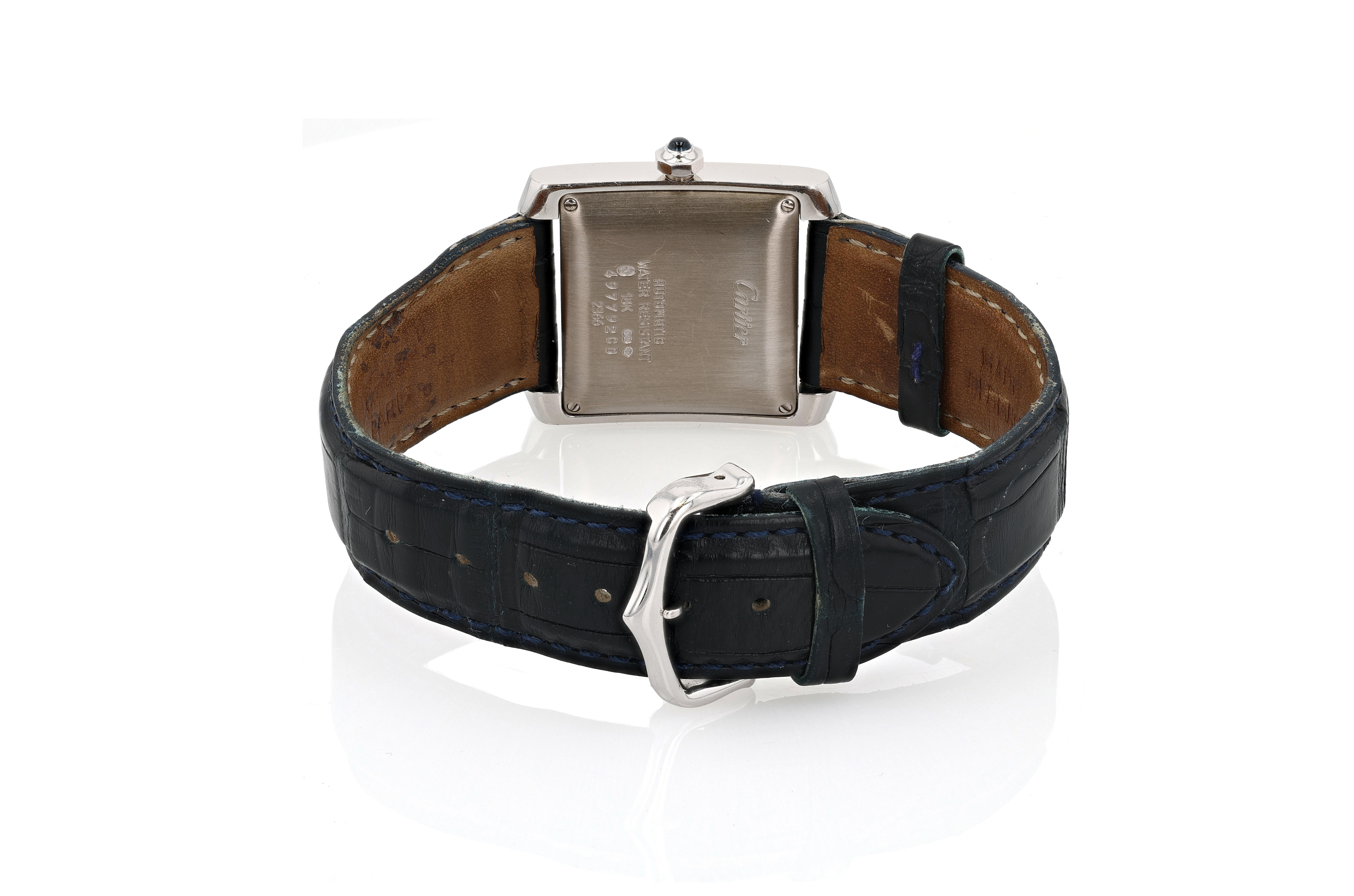 Cartier Montre-bracelet automatique Tank Française en or blanc avec date Bon état - En vente à Princeton, NJ