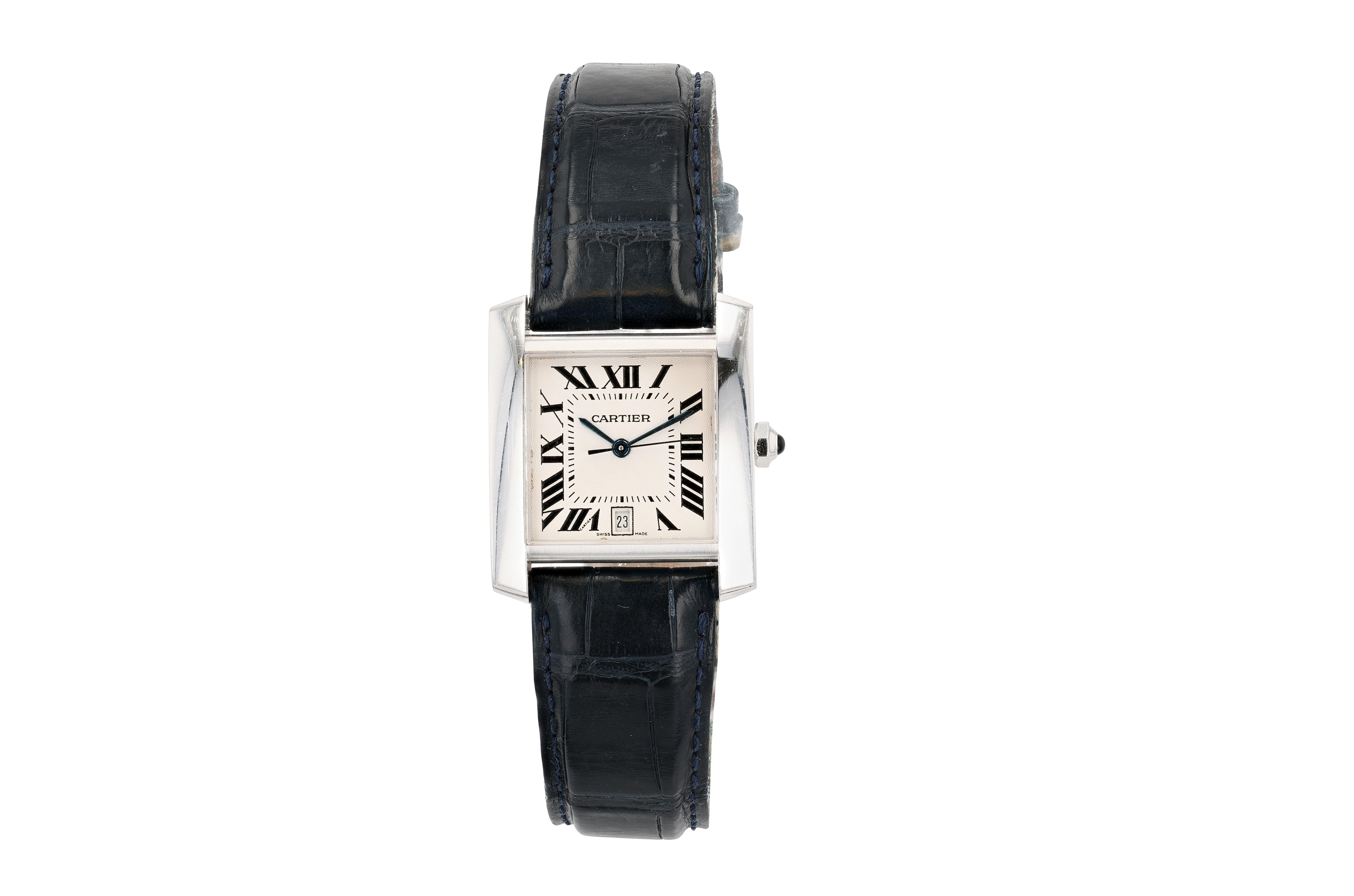 Cartier Montre-bracelet automatique Tank Française en or blanc avec date Unisexe en vente