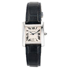 White Gold Cartier Tank Francaise Automatic Wristwatch With Date