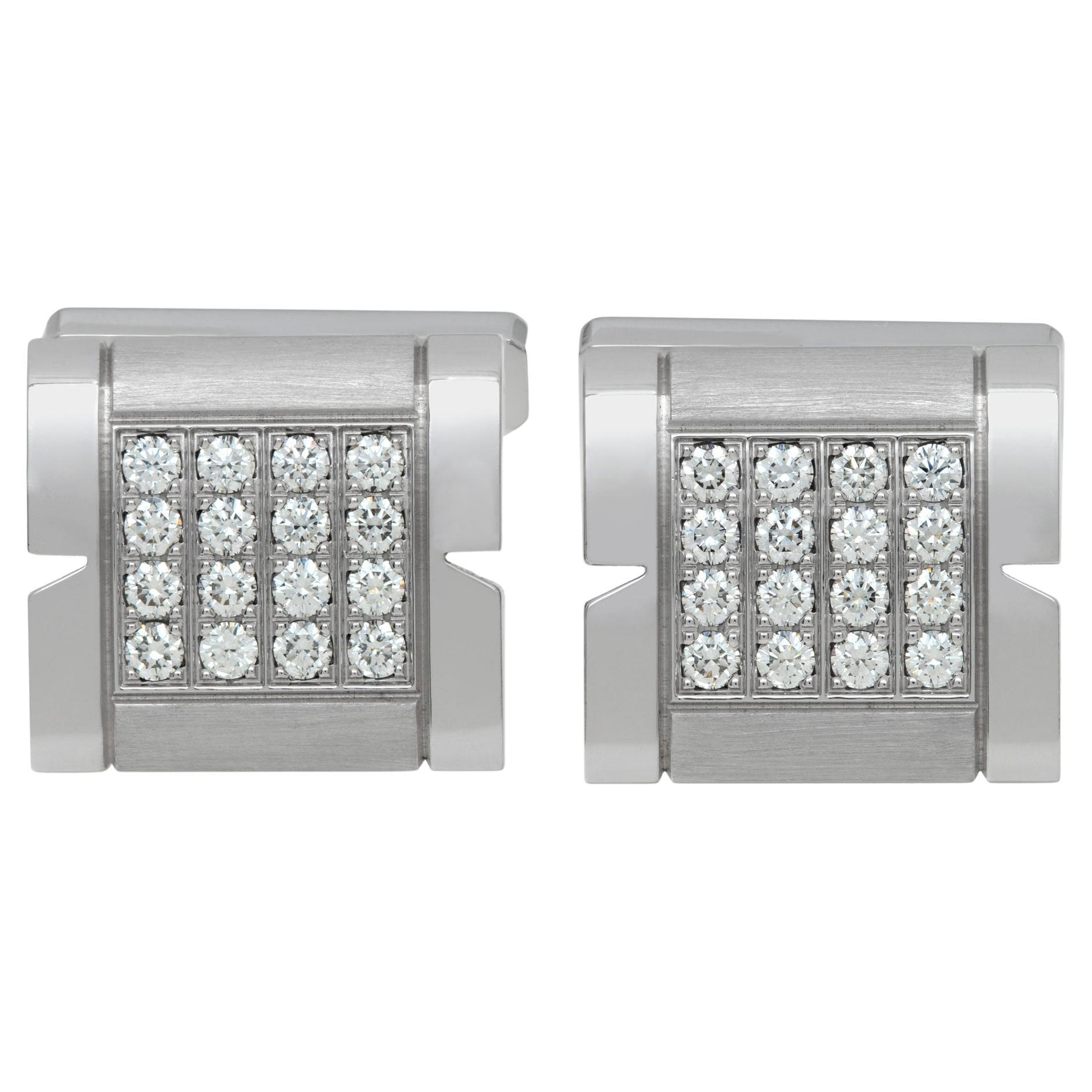 White gold Cartier Tank Francaise cufflinks with diamonds