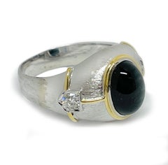 18K White Gold Cat’s Eye Tourmaline Diamond Cocktail Ring, Size 10