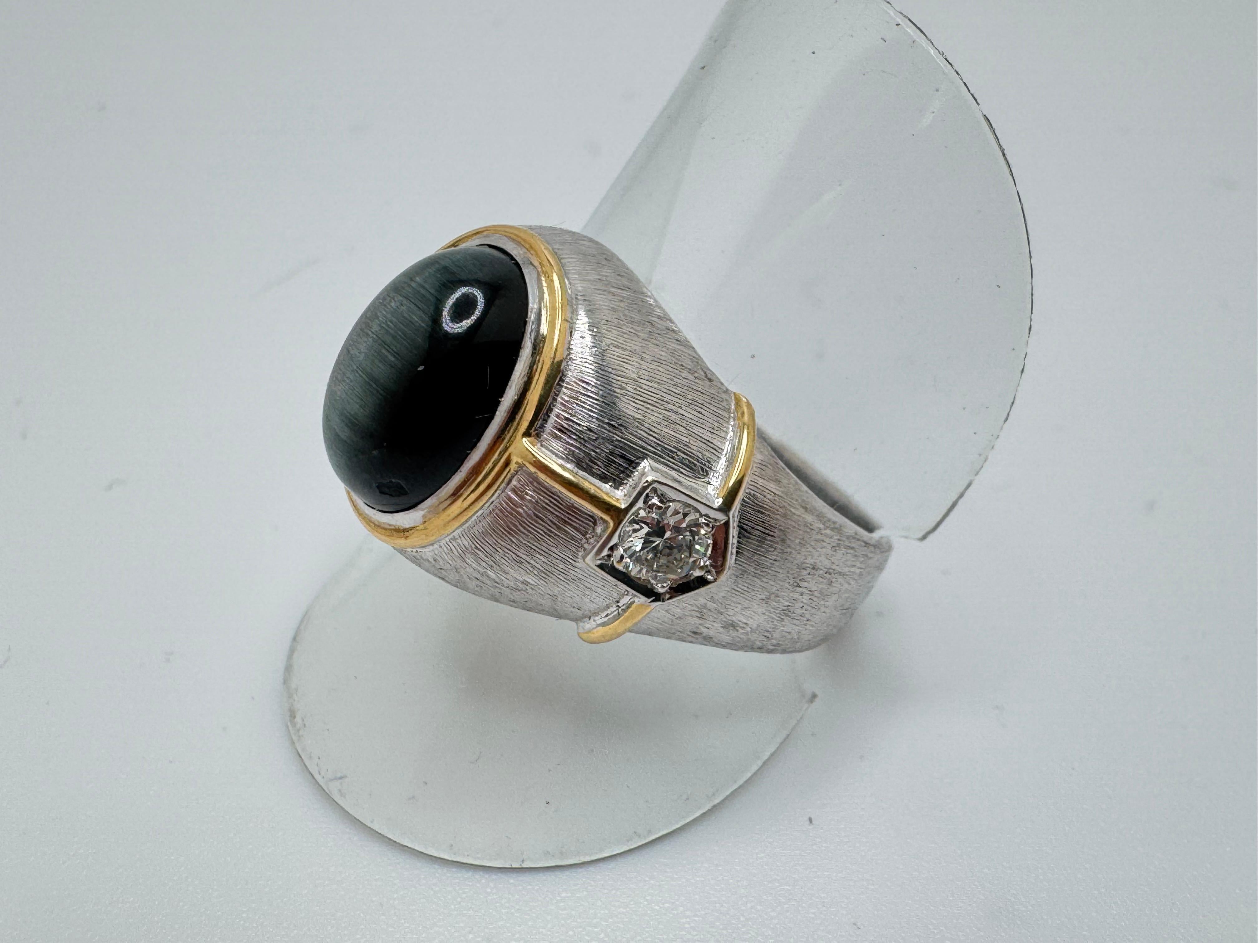 Anello cocktail con tormalina e diamante in oro bianco in vendita 2