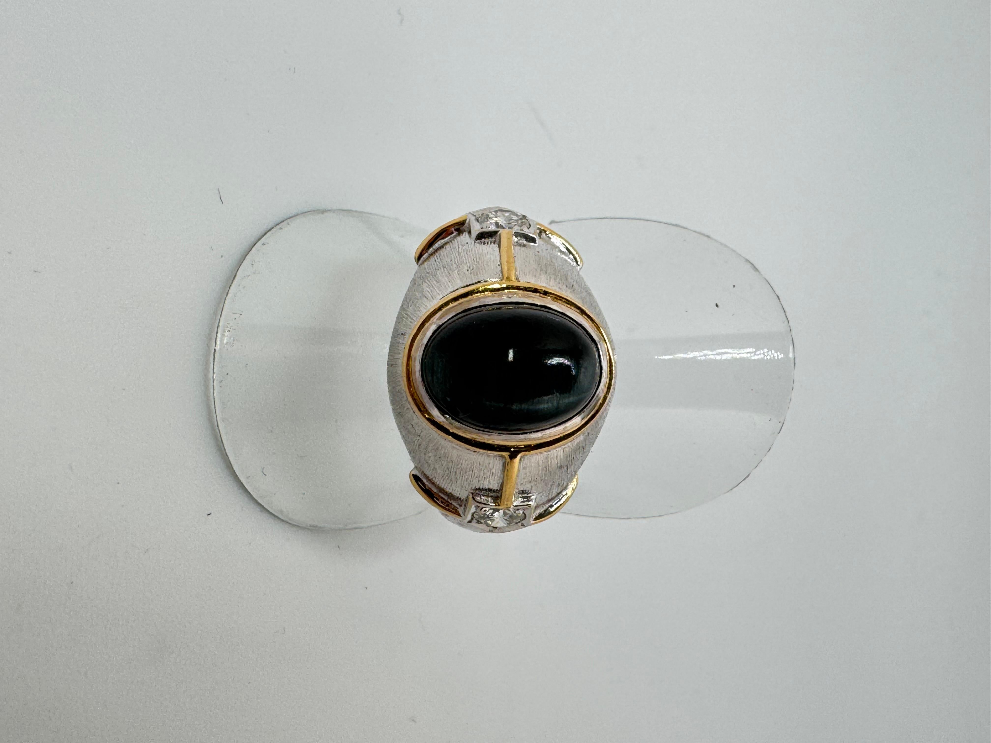 Anello cocktail con tormalina e diamante in oro bianco in vendita 3