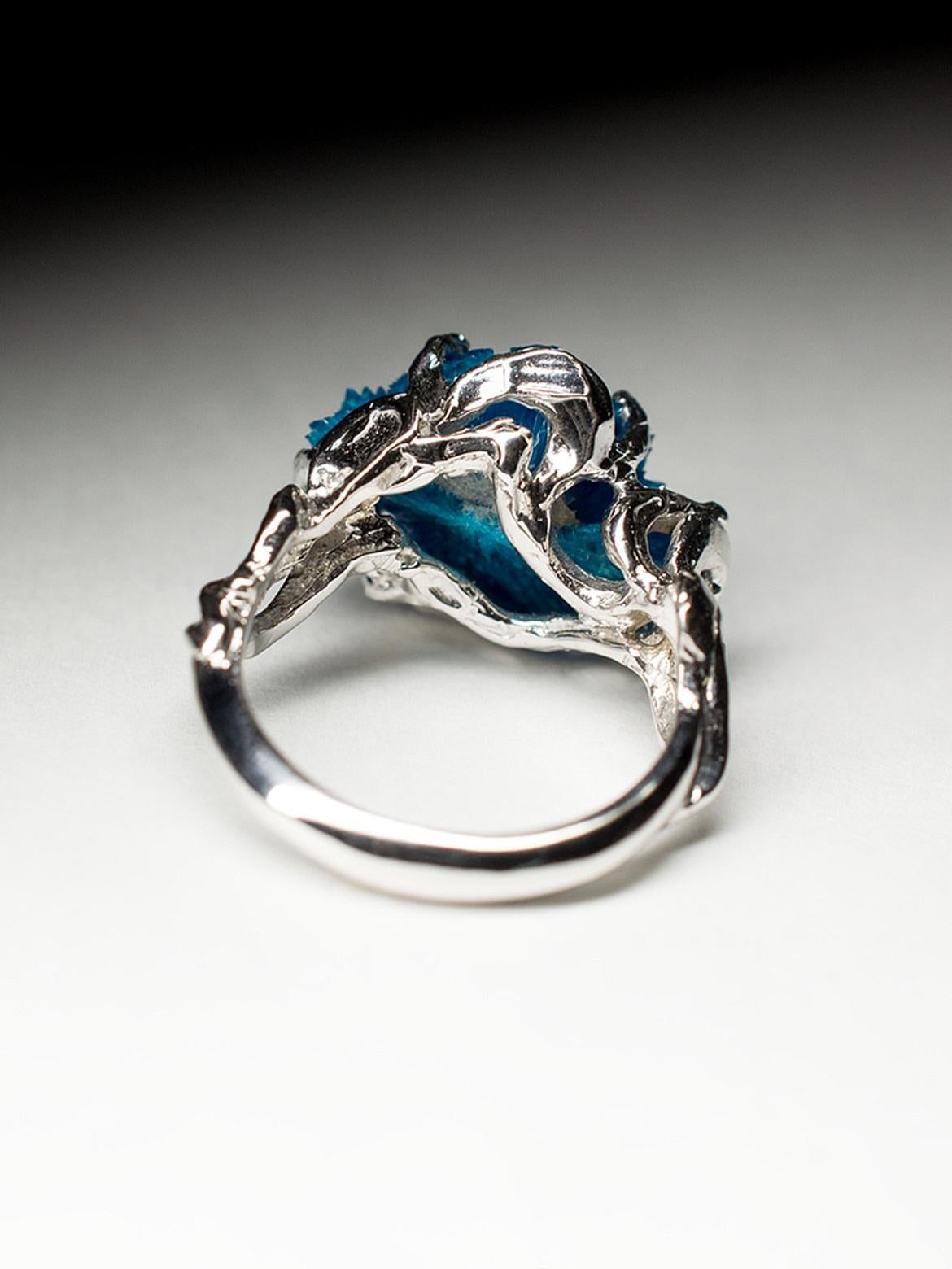 Weißgold Kavansit Goldring Alternative Verlobungsschmuck ungewöhnlicher Ring im Angebot 7