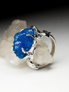 White Gold Cavansite Gold Ring Alternative Engagement Jewelry unusual ring