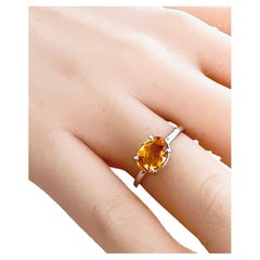 White Gold Ceylon Oval Yellow Sapphire Cocktail Ring Weighing 2.75 Carats