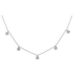 Collier chaîne en or blanc avec pendentif cinq gouttes avec n° 45 diamants ct 0.59