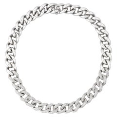 White Gold Chain Necklace With Pavé Diamonds, 3.95 Carats
