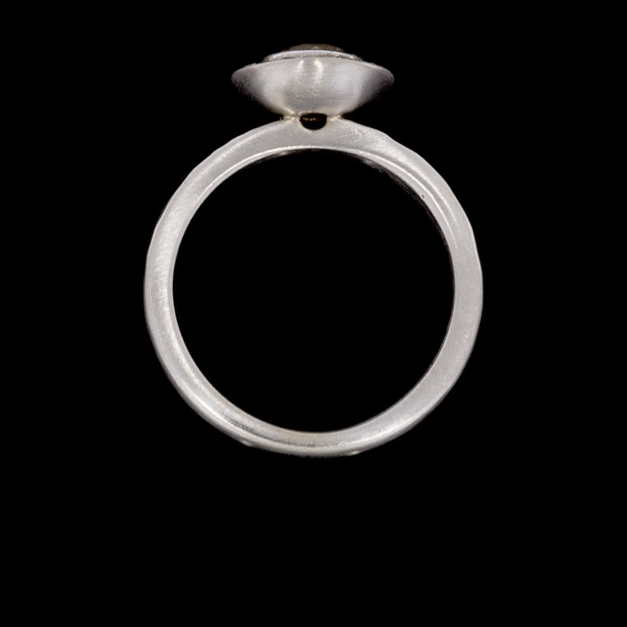 Round Cut White Gold Champagne Round Diamond Halo Engagement Ring with Satin Hammer Finish