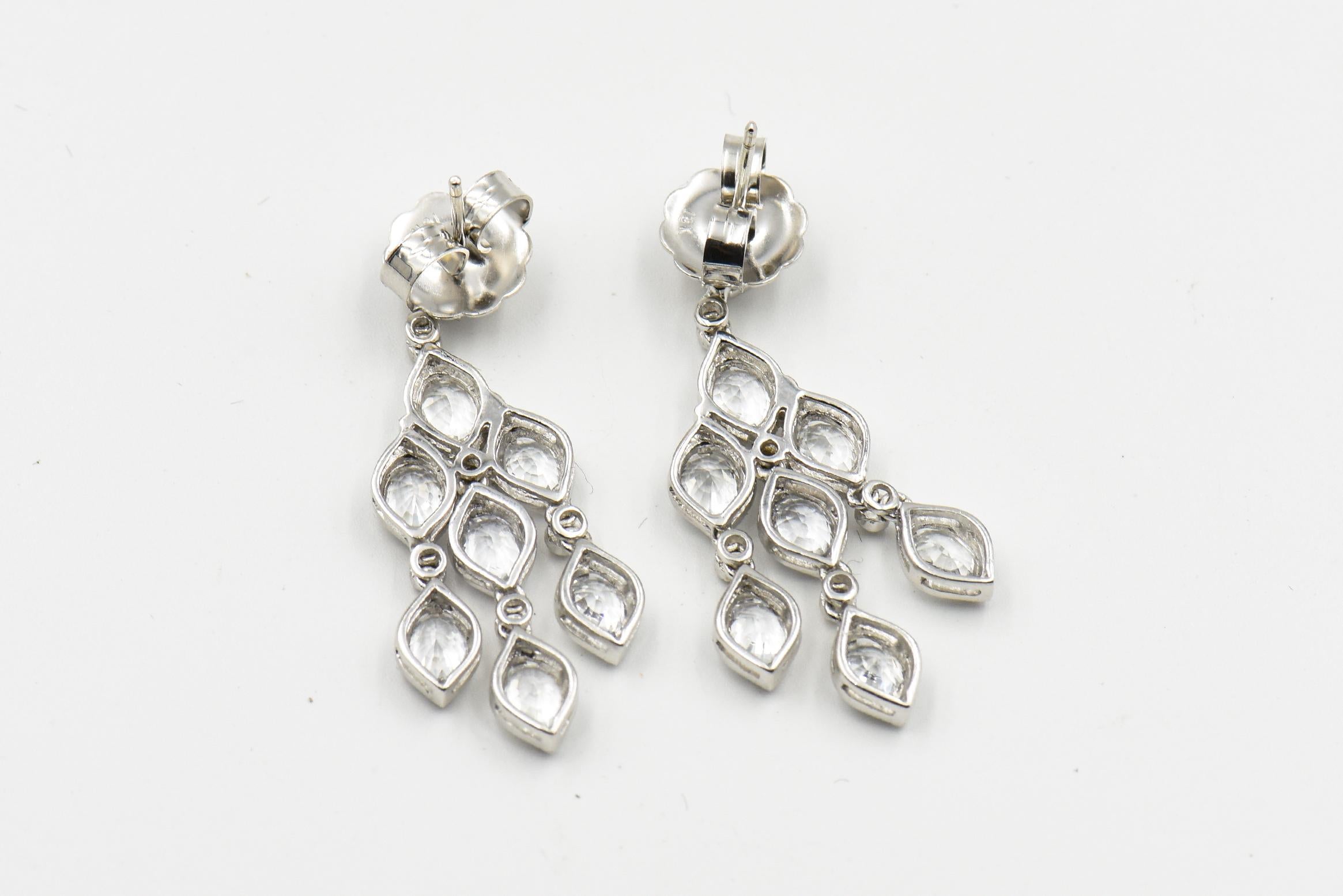 White Gold Chandelier Earrings For Sale 2