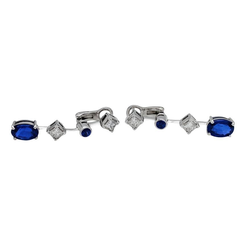 White Gold Chaumet Sapphires and Diamonds Earrings, 