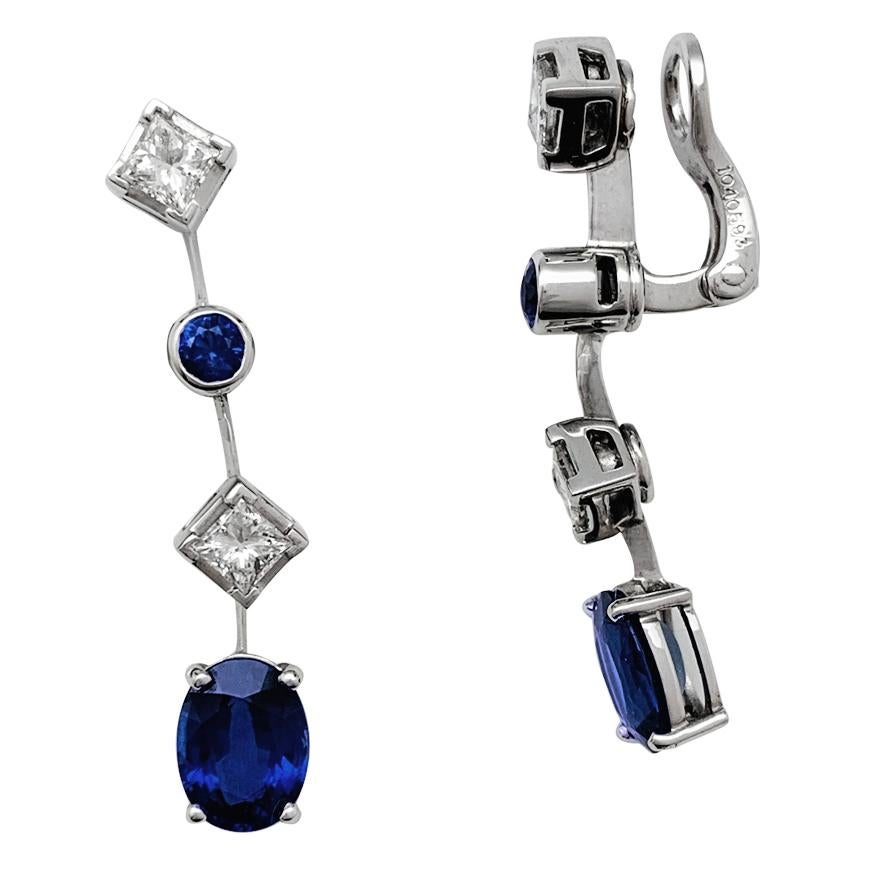 White Gold Chaumet Sapphires and Diamonds Earrings, 