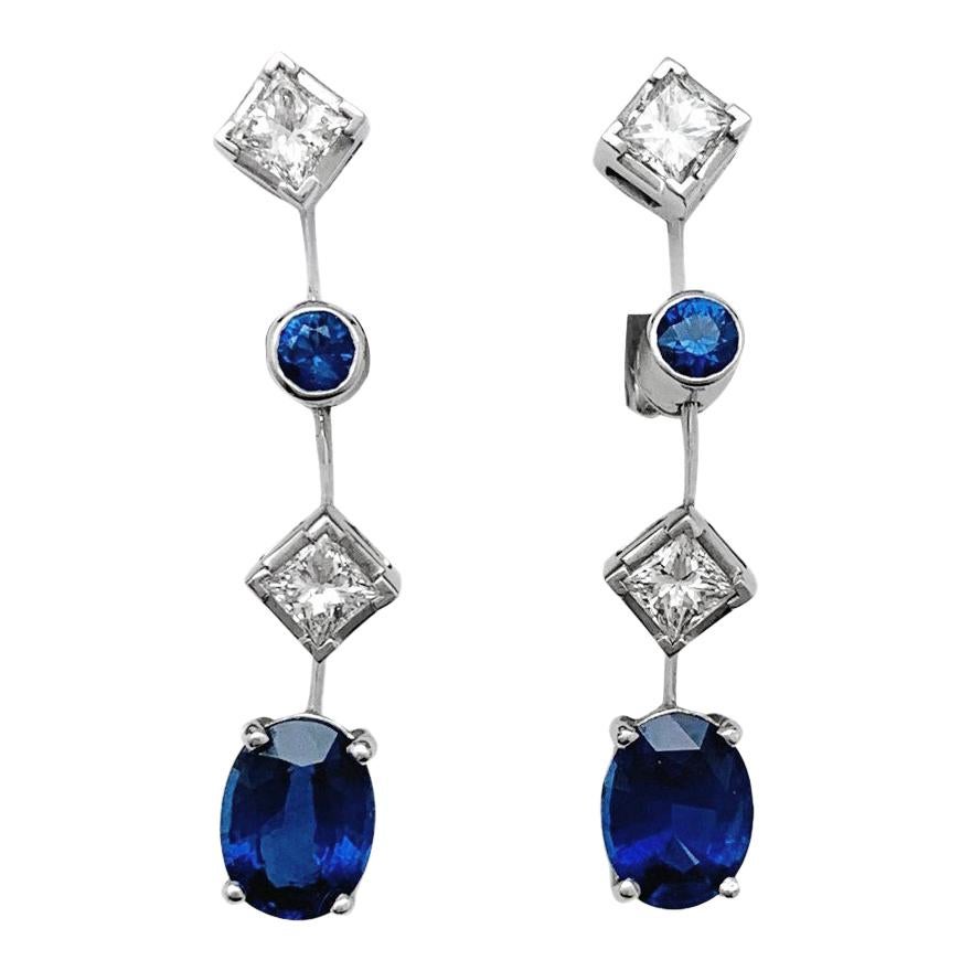 White Gold Chaumet Sapphires and Diamonds Earrings, "Clarisse" Collection