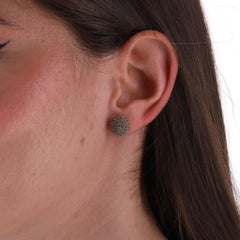 White Gold & Chocolate Diamond Cluster Earrings