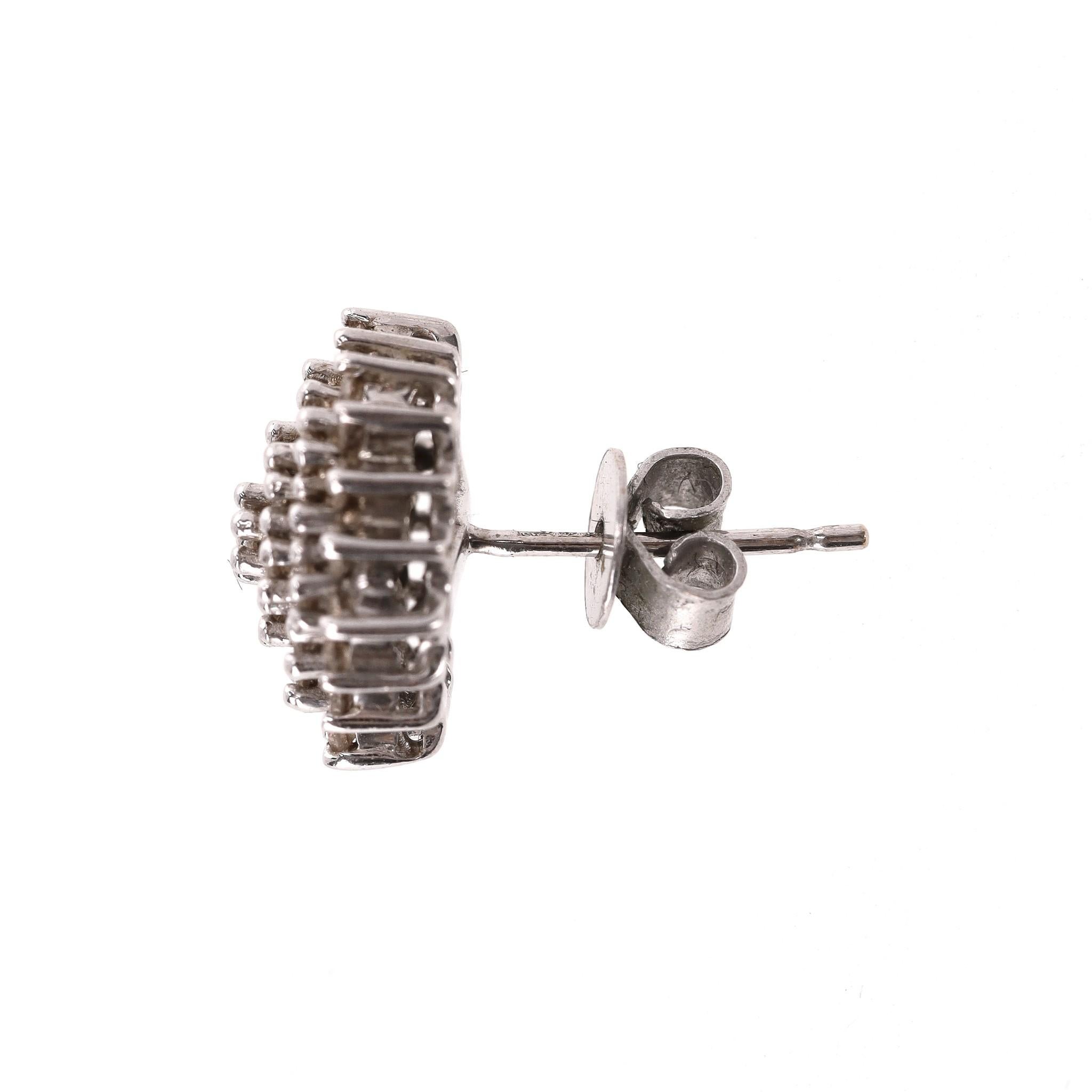 Women's White Gold & Chocolate Diamond Cluster Earrings For Sale
