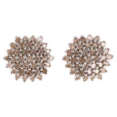 White Gold & Chocolate Diamond Cluster Earrings