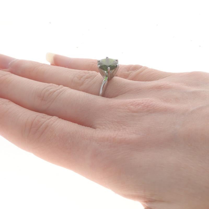 Women's White Gold Chrome Diopside Cocktail Solitaire Ring - 18k Round 2.53ct Engagement