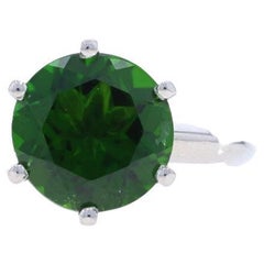 White Gold Chrome Diopside Cocktail Solitaire Ring - 18k Round 2.53ct Engagement