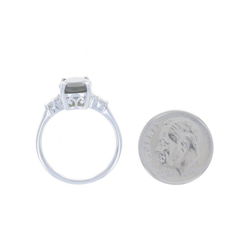 Ring aus Weißgold mit Chromdiopsid und Diamanten - 10k rechteckiger Kissenschliff 3,12 ctw im Angebot 1