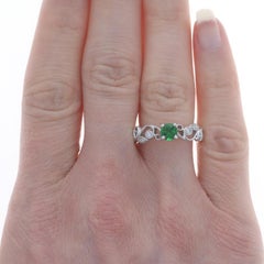 White Gold Chrome Tourmaline Diamond Engagement Ring 14k Rnd .54ctw Leaf Garland