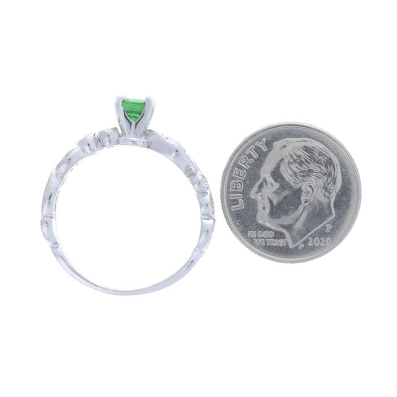 Women's or Men's White Gold Chrome Tourmaline Diamond Engagement Ring 14k Rnd .54ctw Leaf Garland For Sale