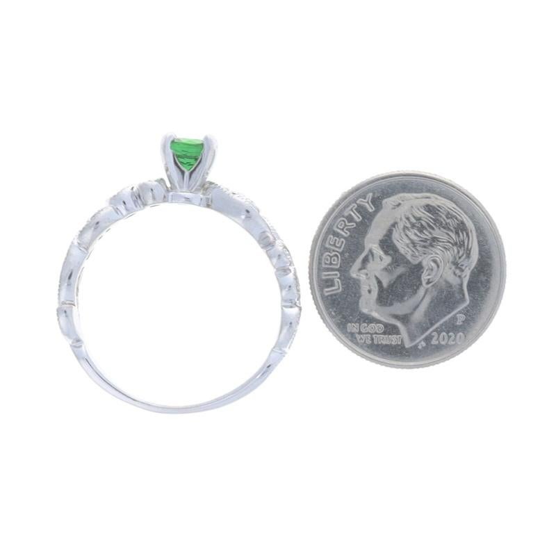 Verlobungsring aus Weißgold mit Chromturmalin und Diamant 14k Rnd .54ctw Blatt Girlande für Damen oder Herren im Angebot