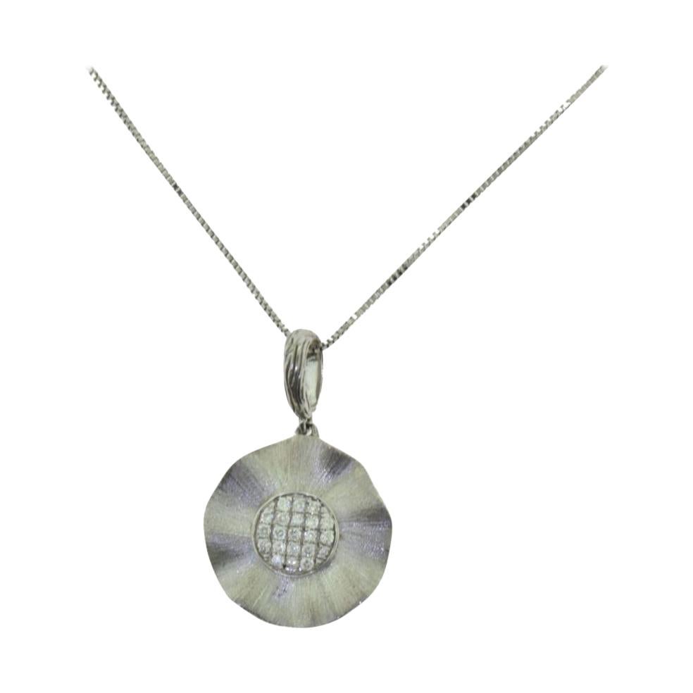 White Gold Circle Pendant with Diamonds Pendant