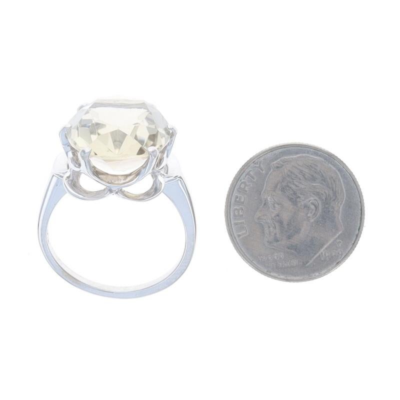 Weißgold Citrin Cocktail Solitär Ring 10k Oval 10,20ct Floral Scallop im Angebot 1
