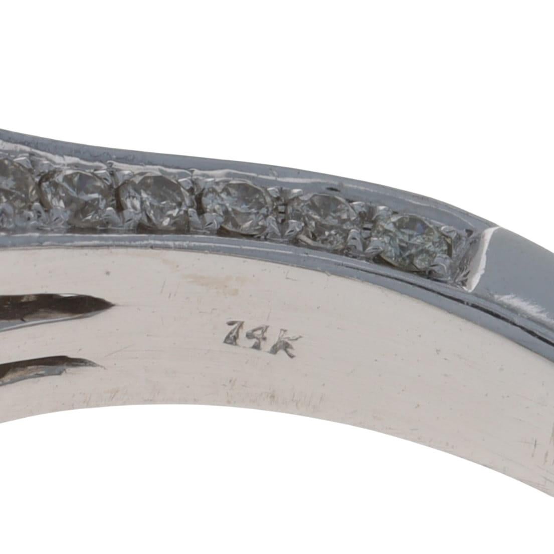 Anello aureola con diamante citrino in oro bianco - 14k Asscher 7,25ctw in vendita 1