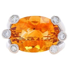 Weißgold Citrin & Diamant Ring 18k Oval Schachbrett 14,10ctw Ost-West 7 1/4