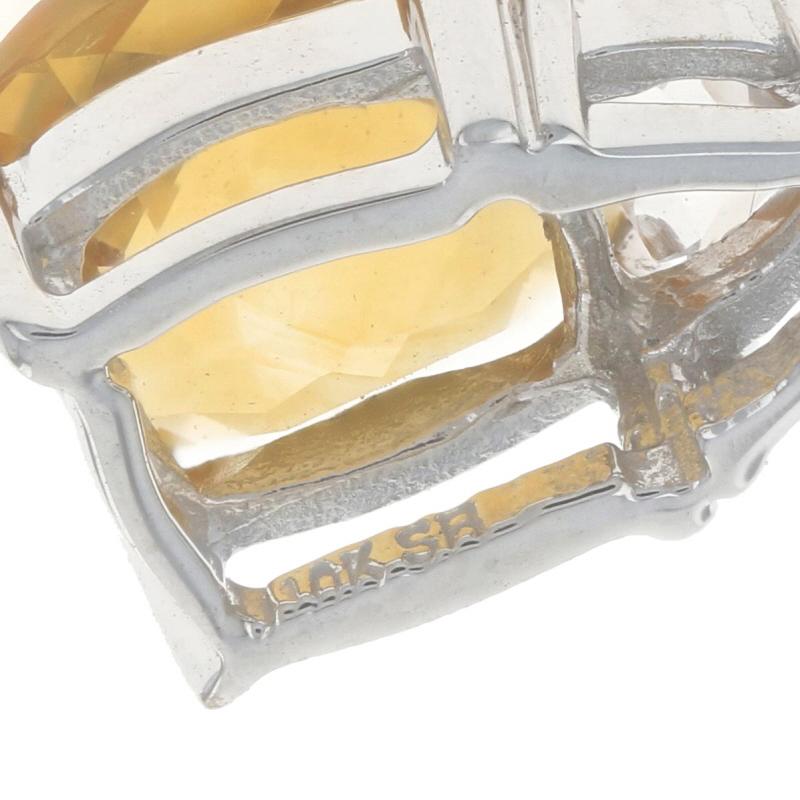 Women's White Gold Citrine, White Topaz, & Diamond Pendant - 10k Cushion 1.35ctw For Sale