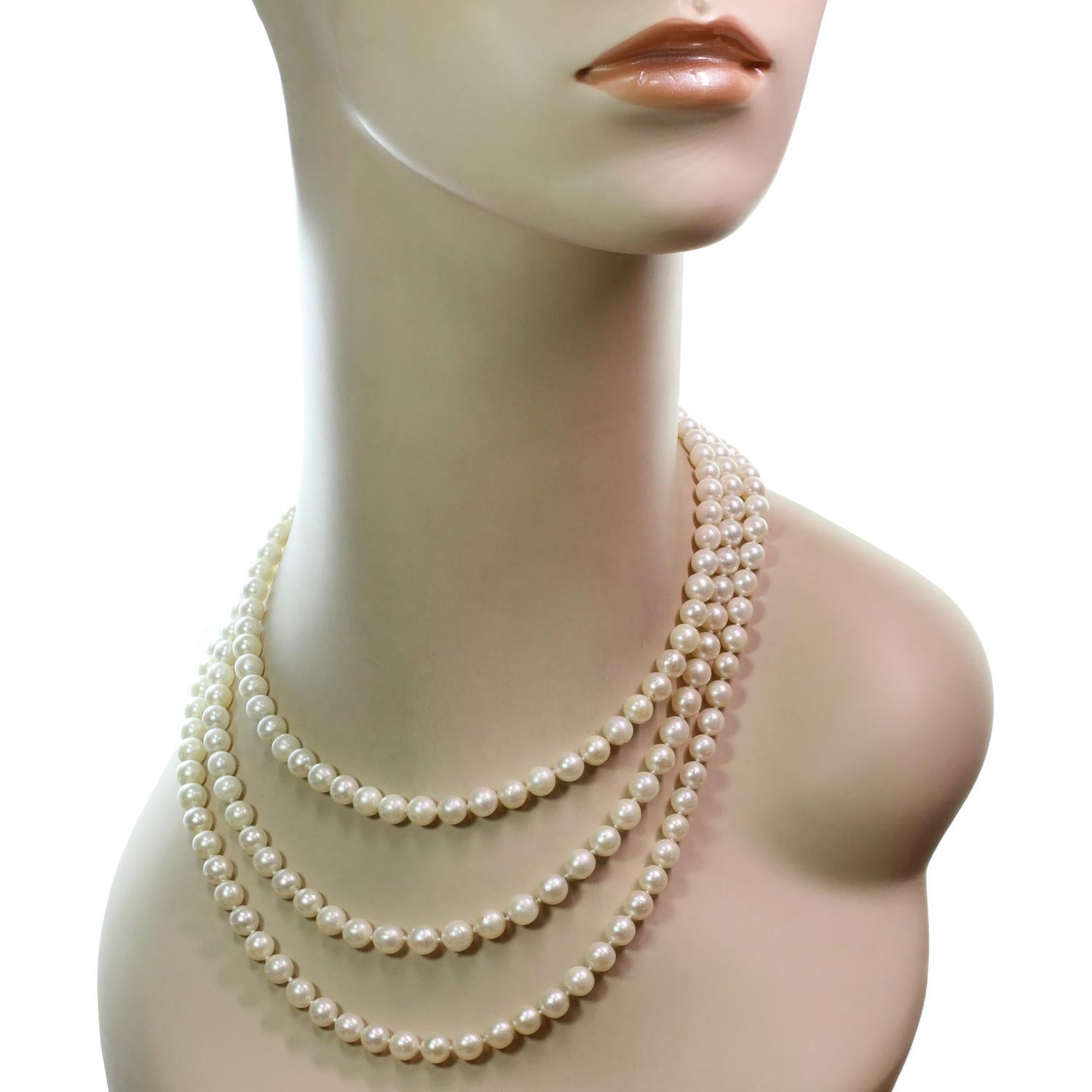 three row pearl necklace