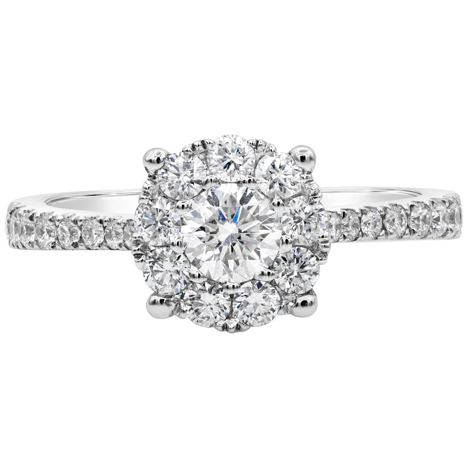 Roman Malakov, White Gold Cluster Diamond Engagement Ring For Sale
