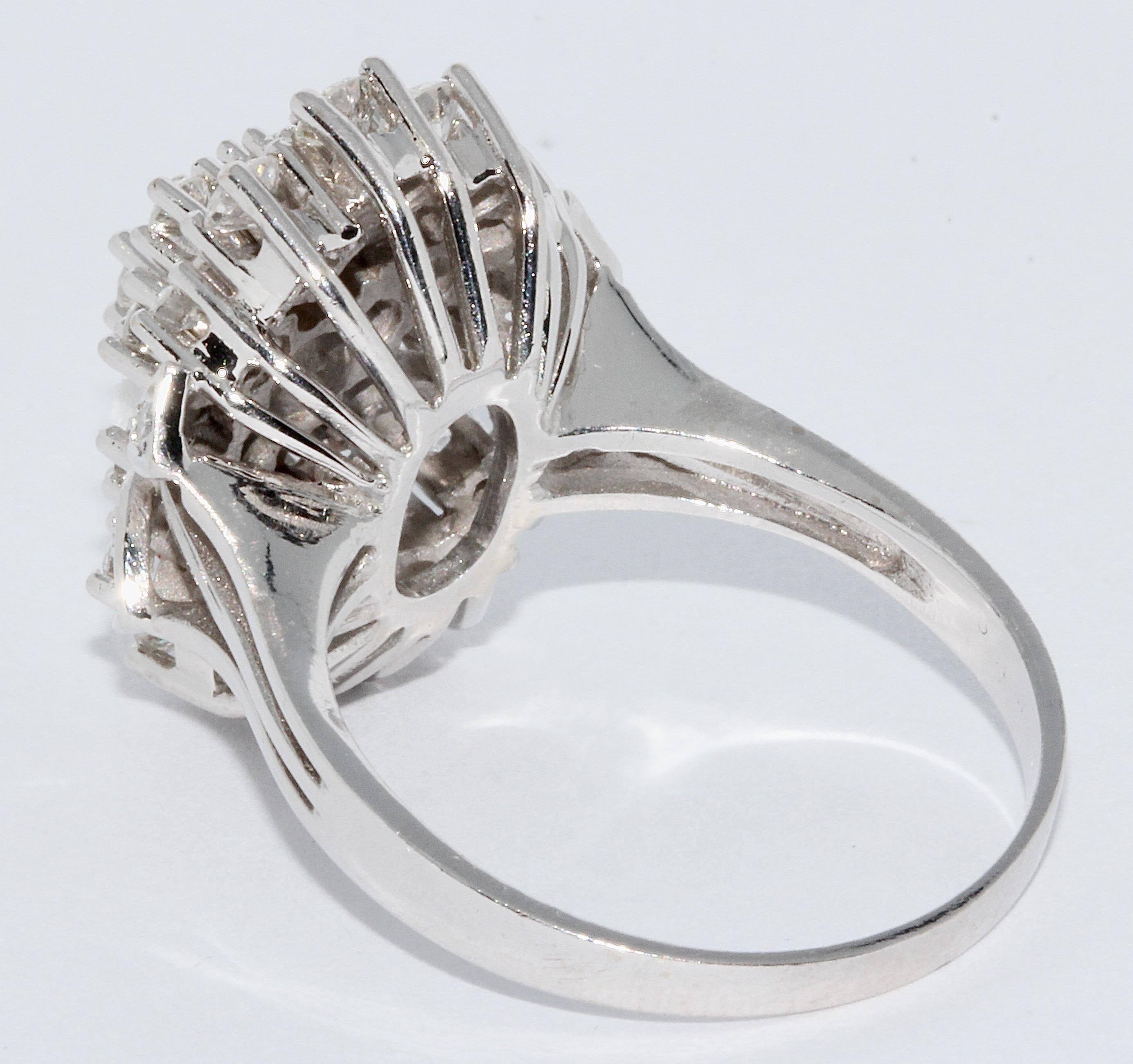 Modern White Gold Cluster Ring set with 27 White Diamonds For Sale