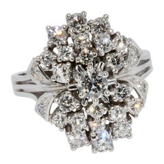 Vintage White Gold Cluster Ring set with 27 White Diamonds