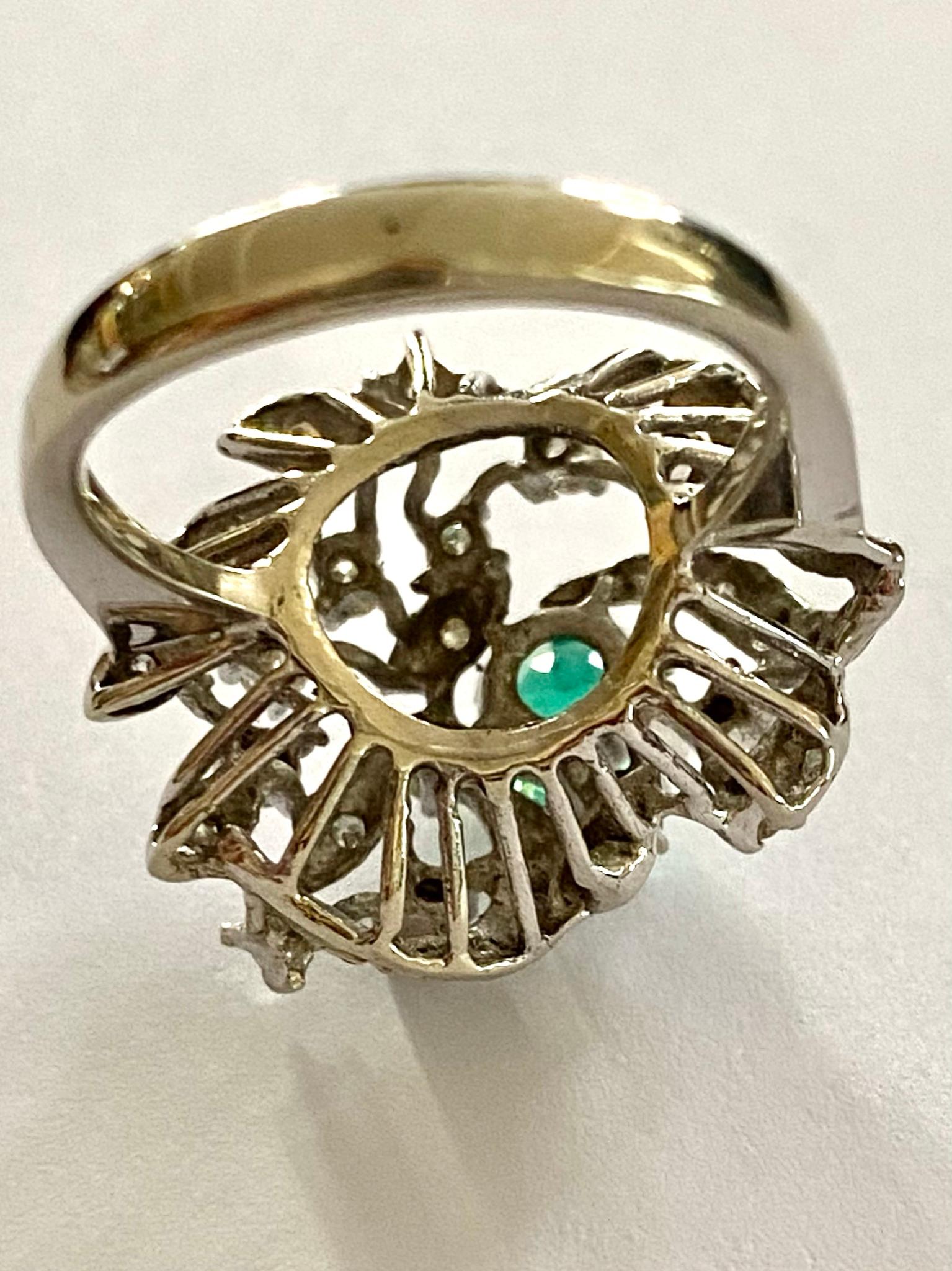 White Gold Cocktail Ring, Emerald and Diamonds, Germany, 1960 2