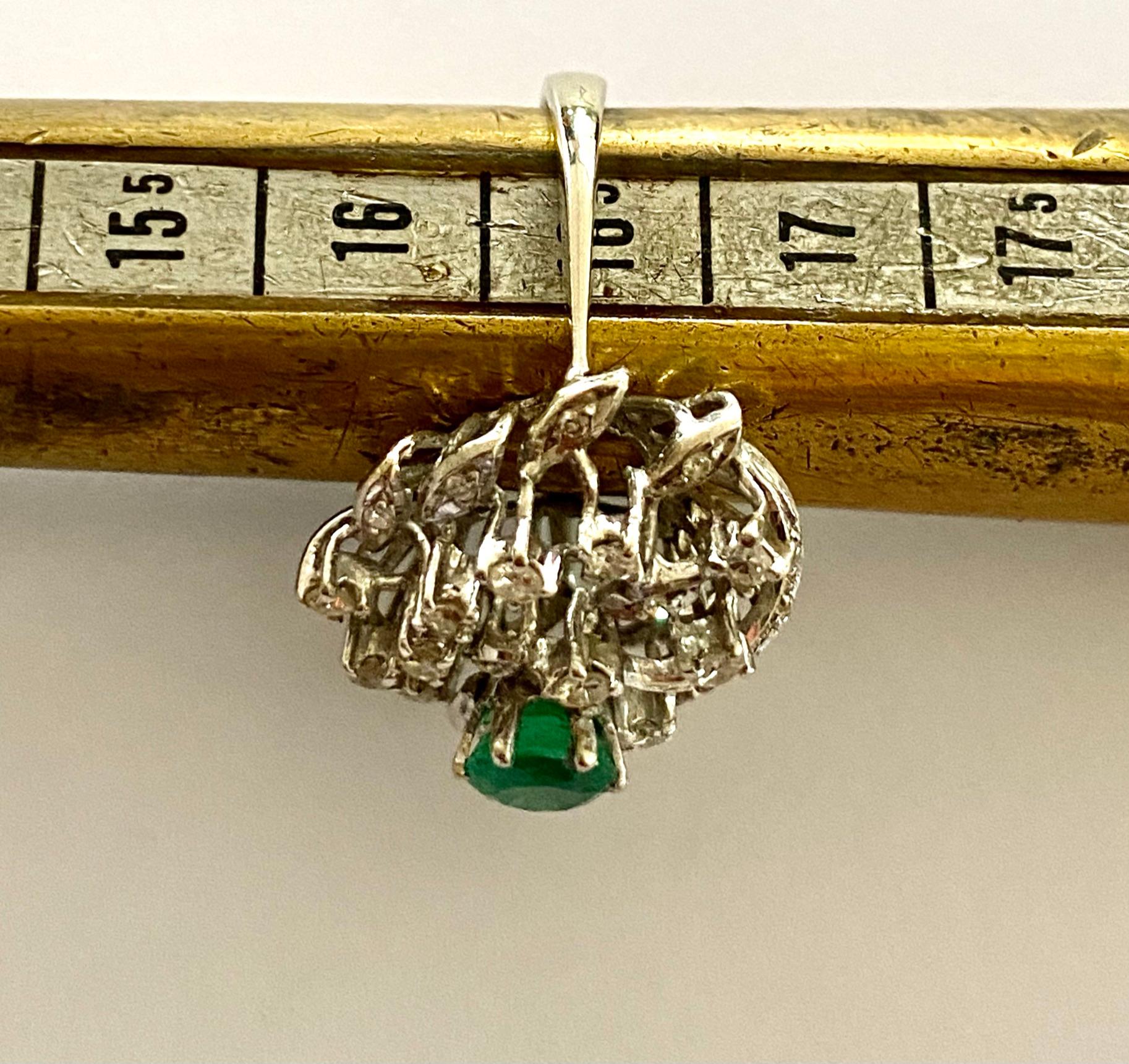 White Gold Cocktail Ring, Emerald and Diamonds, Germany, 1960 3