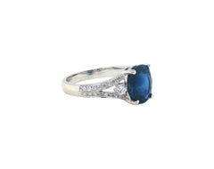 Oval Blue Sapphire Diamond Engagement Style Ring