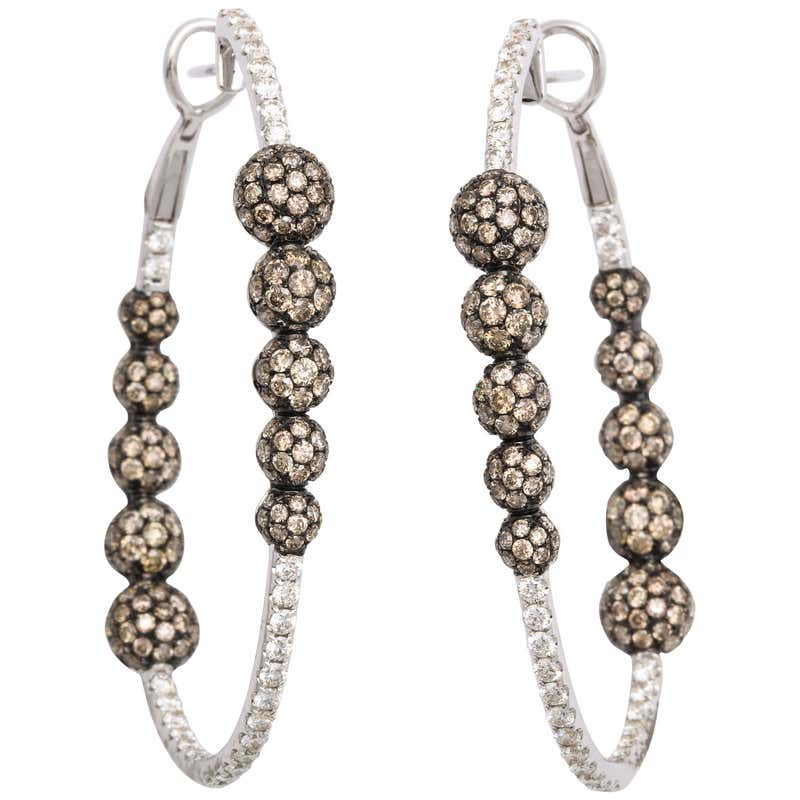 white diamond hoop earrings 9ct white gold 0.25ct round brilliant diamond hoop earrings