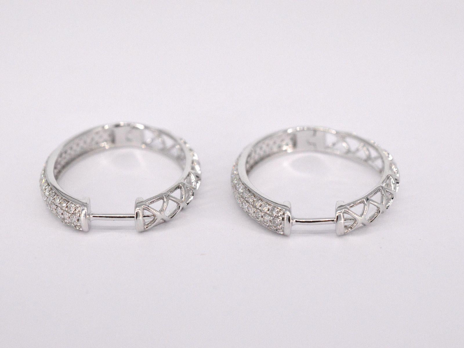 Women's White gold creole earrings with diamonds For Sale