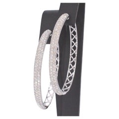 White Gold Creole Earrings with Diamonds