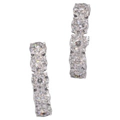 White Gold Creole Earrings with Five Chatons with Diamonds