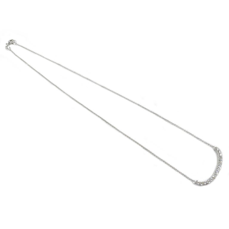 White Gold Crescent Bar Diamond Necklace For Sale at 1stDibs