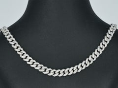 White Gold Cuban Necklace Full of Diamonds 8.50 Carat